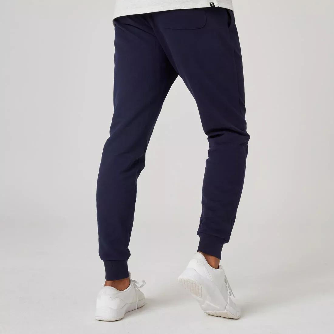 Mens Slim-Fit Fitness Jogging Bottoms 500, Blue, No Color, large image number 3