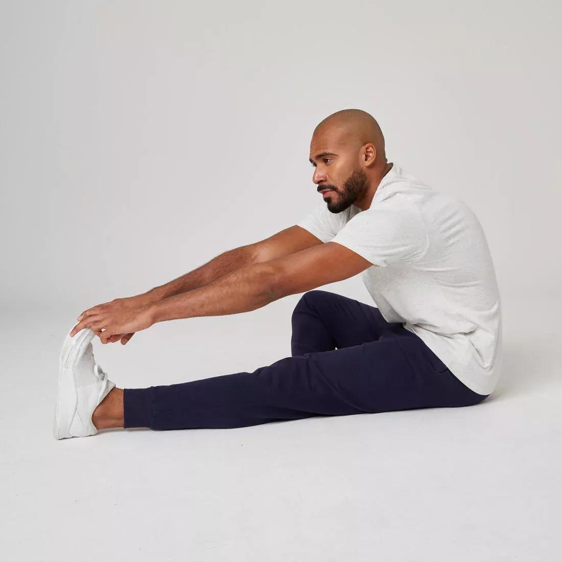 Mens Slim-Fit Fitness Jogging Bottoms 500, Blue, No Color, large image number 8