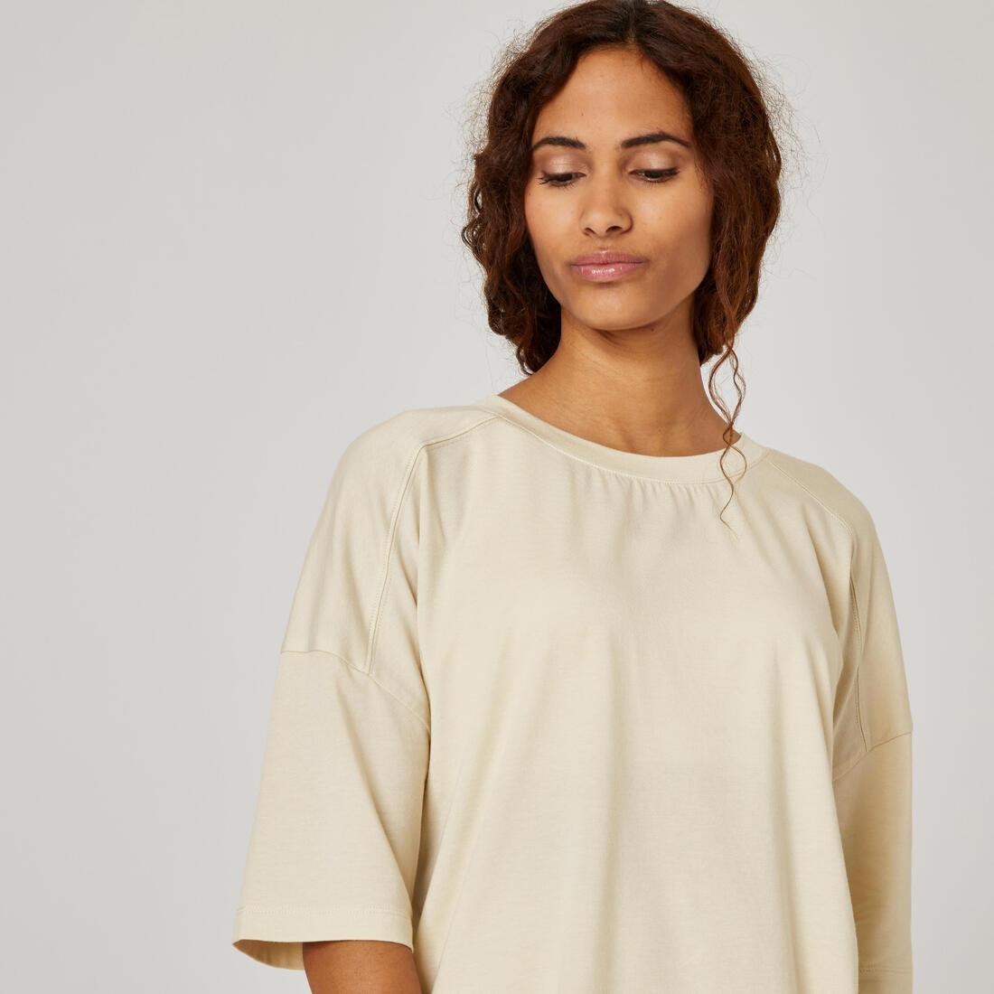 Womens Loose-Fit Fitness T-Shirt 520, Beige, , large image number 5