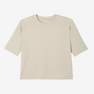 DOMYOS - Womens Loose-Fit Fitness T-Shirt 520, Beige