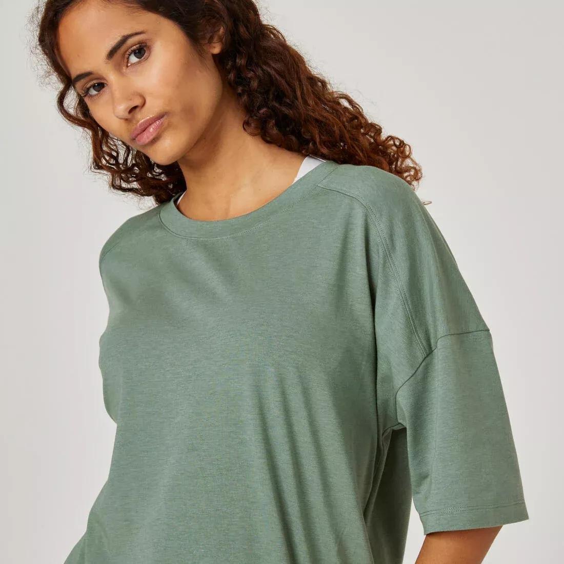Womens Loose-Fit Fitness T-Shirt 520, Green, No Color, large image number 2