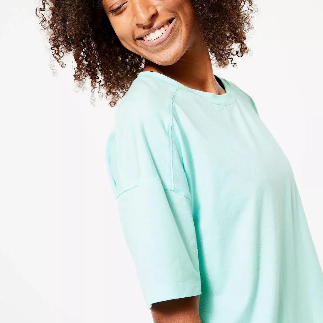 Womens Loose-Fit Fitness T-Shirt 520, Green, No Color, large image number 5