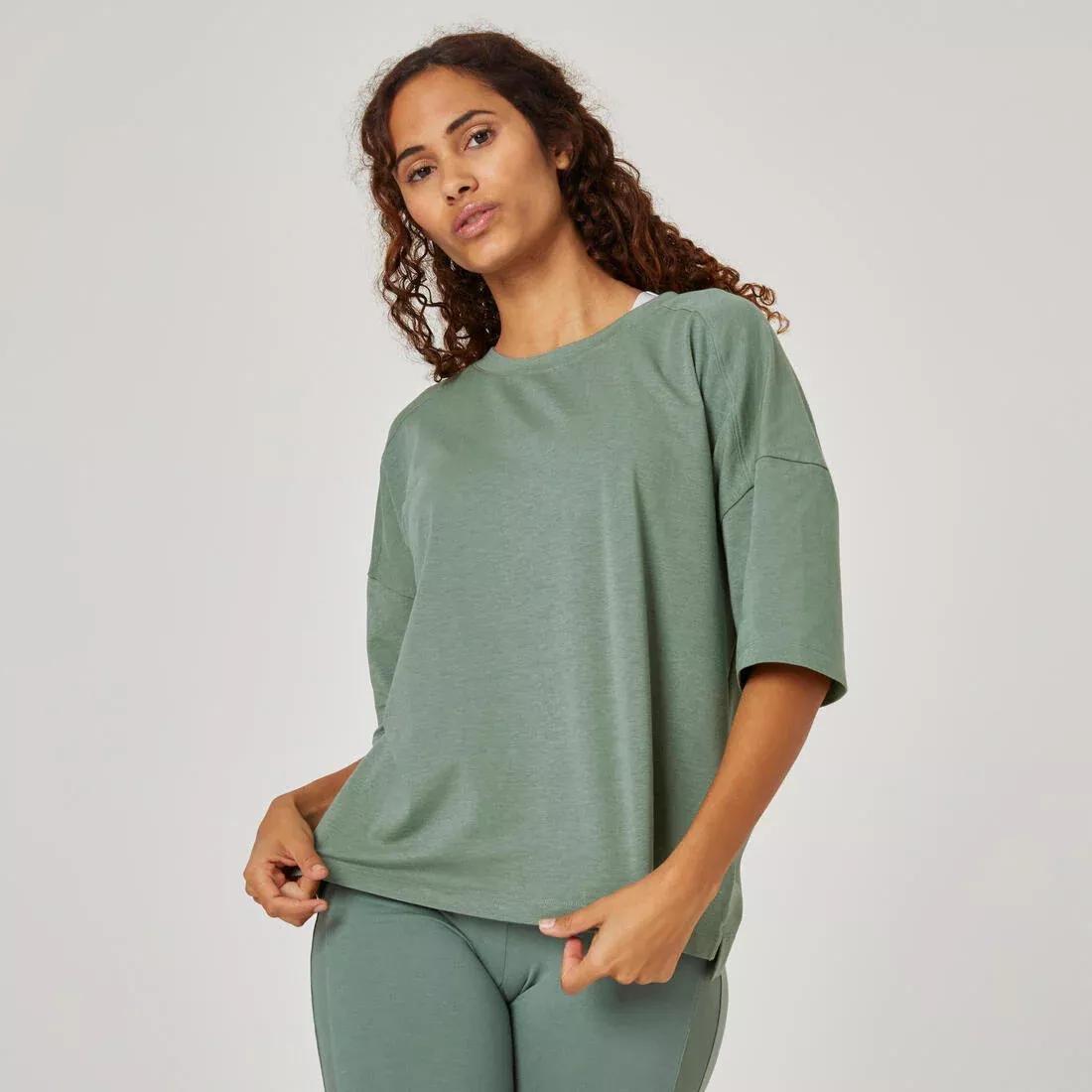 Womens Loose-Fit Fitness T-Shirt 520, Green, No Color, large image number 11