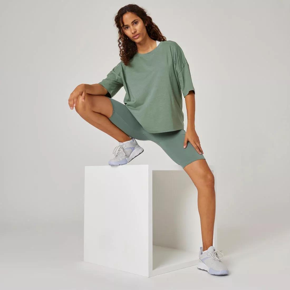 Womens Loose-Fit Fitness T-Shirt 520, Green, No Color, large image number 13