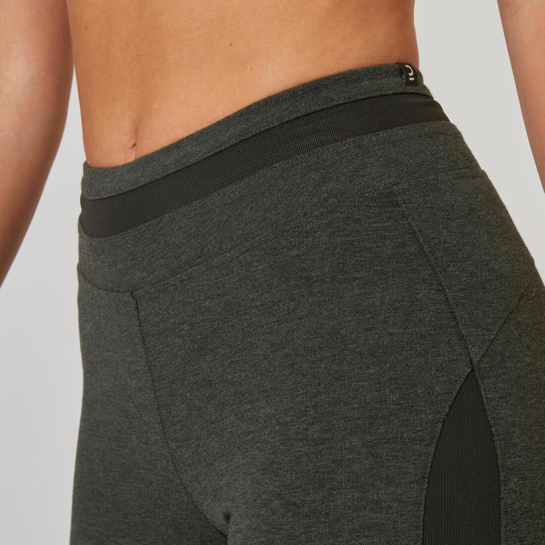 Women Slim-Fit Cotton Fitness Cycling Shorts - 520 Without Pockets, Grey, No Color, large image number 4