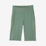 DOMYOS - Womens Slim-Fit Cotton Fitness Cycling Shorts 520 Without Pockets, Green