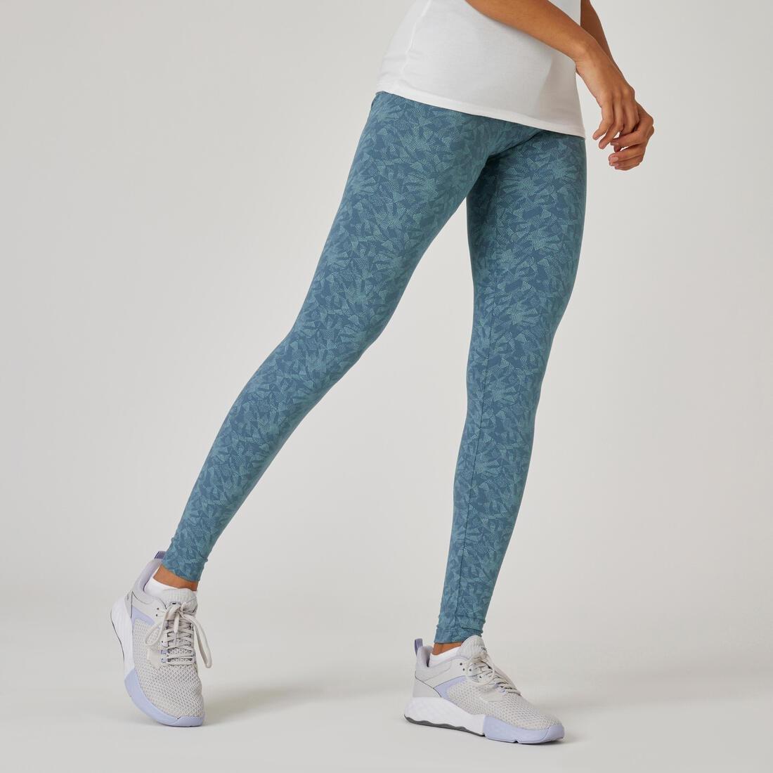 Womens Slim Fitness Leggings Fit+ 500 Print, Green, No Color, large image number 0