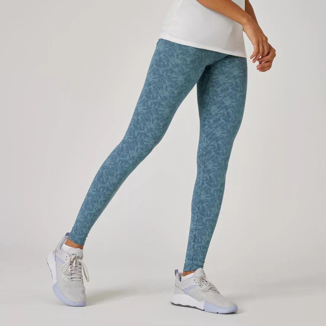 Womens Slim Fitness Leggings Fit+ 500 Print, Green, No Color, large image number 1