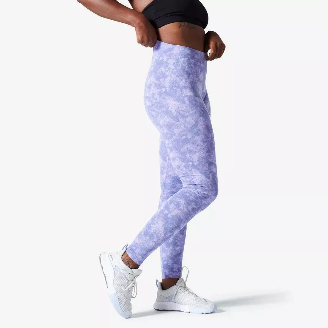 Womens Slim Fitness Leggings Fit+ 500 Print, Green, No Color, medium