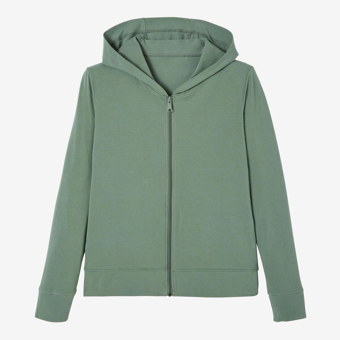 Womens Zip-Up Fitness Hoodie 500, Green, No Color, large image number 11