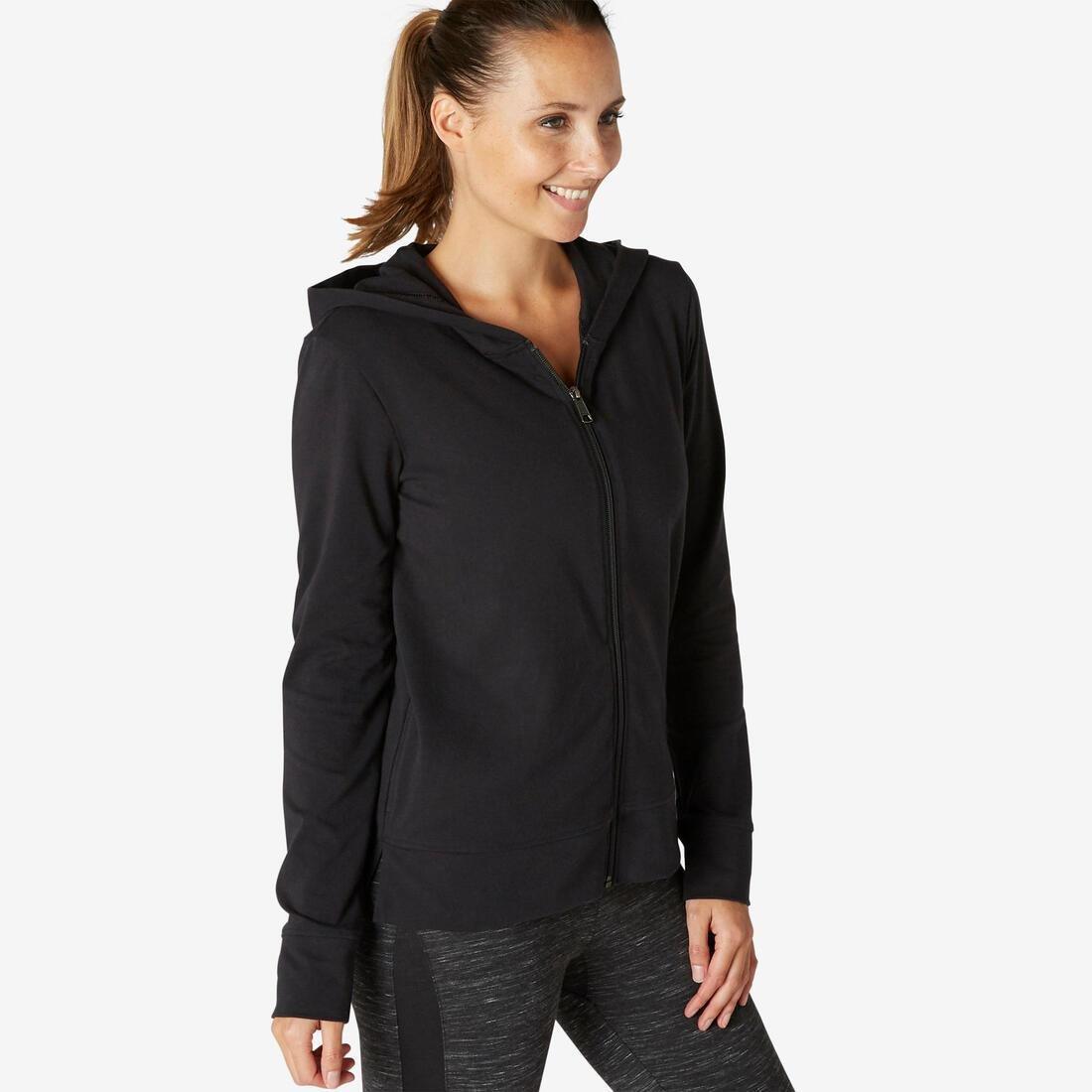 Womens Zip-Up Fitness Hoodie 500, Green, No Color, large image number 13