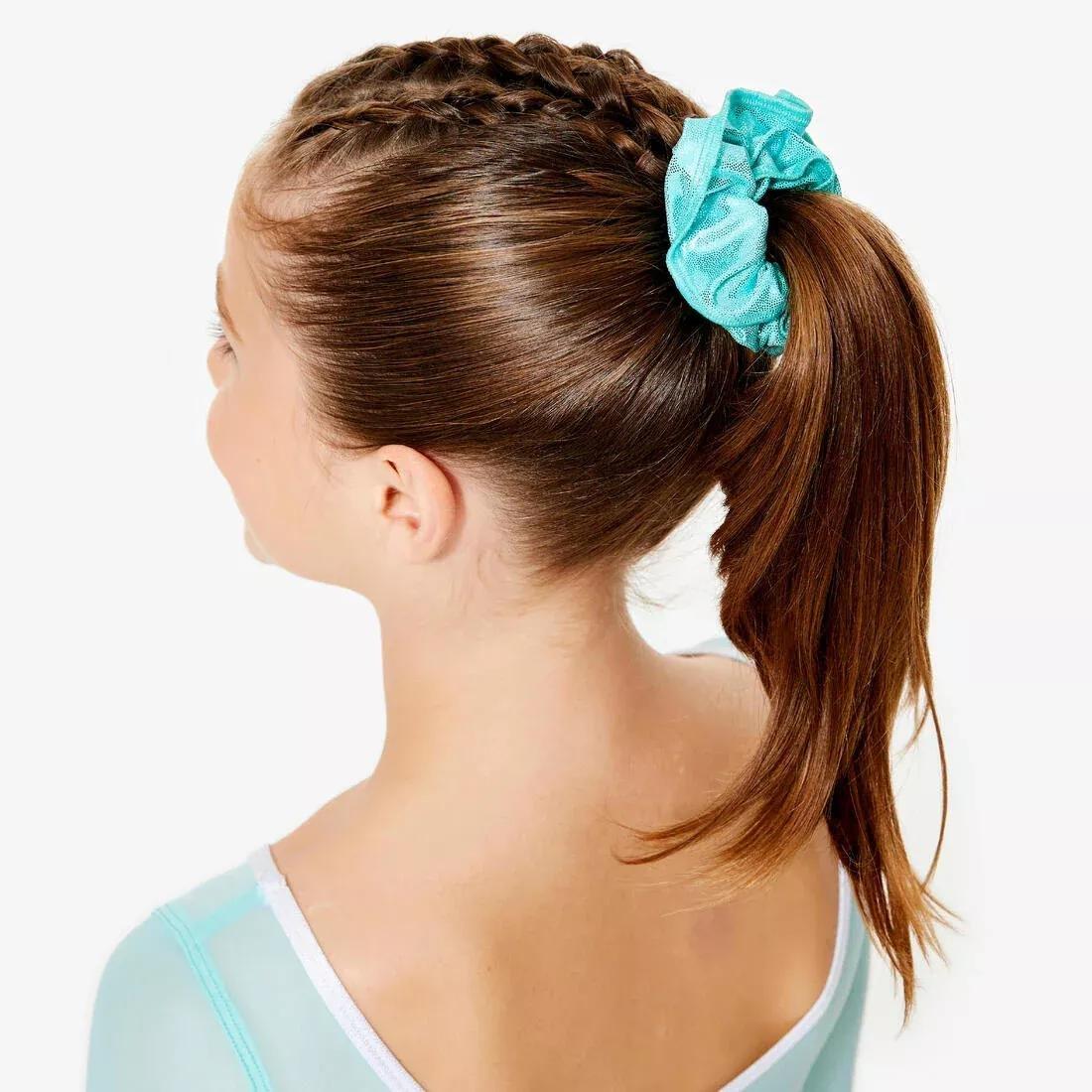 Women Sequined Gymnastics Scrunchie, Teal, 5401_000, large image number 5