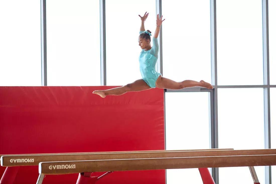 Kids Girls Gym Leotard, Turquoise, No Color, large image number 7