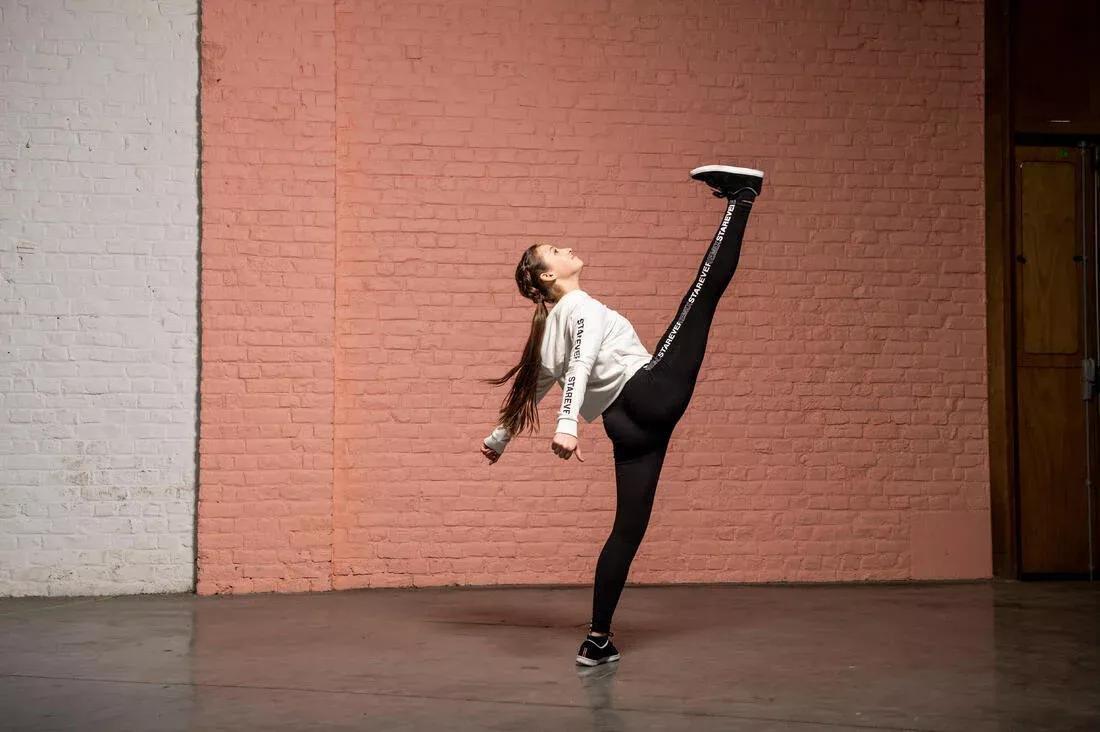 BLACK Girls' Modern Dance High-Waisted Leggings Print, , large image number 7