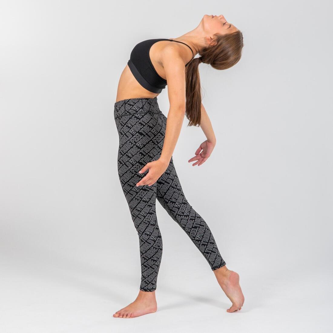 BLACK Girls' Modern Dance High-Waisted Leggings Print, , large image number 13