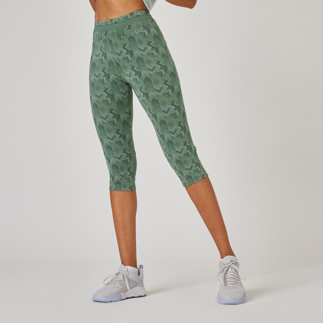 DOMYOS - Majority Cotton Fitness Cropped Bottoms - 520, Green