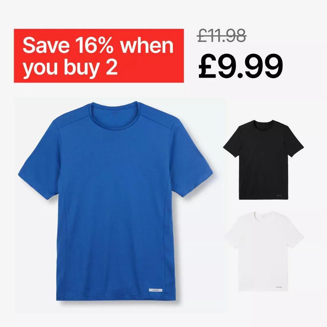 Men Running Breathable T-Shirt - Kiprun 100 Dry, Blue, , large image number 9