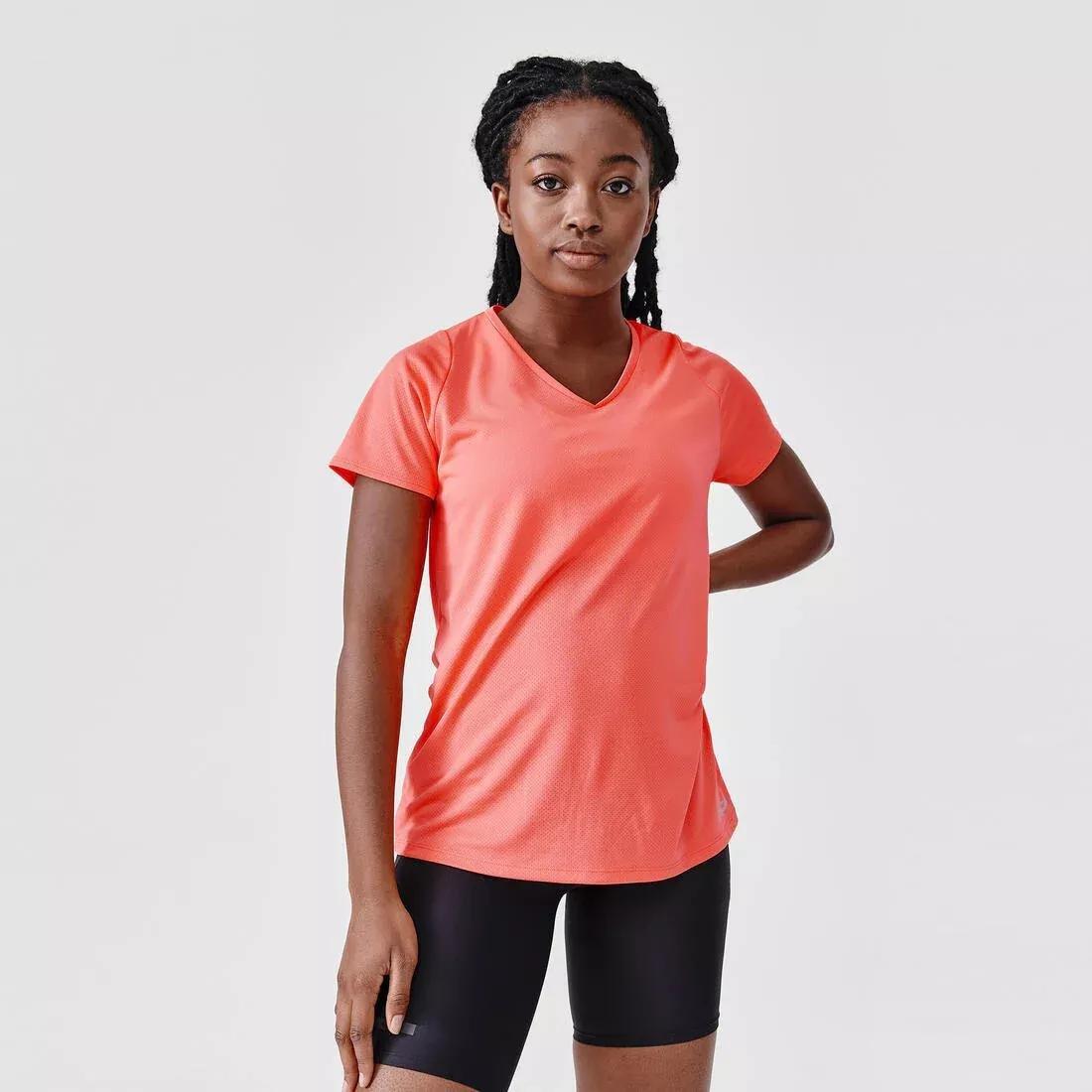 Women Short-Sleeved Breathable Running T-Shirt - Dry, Coral Pink, , large image number 0
