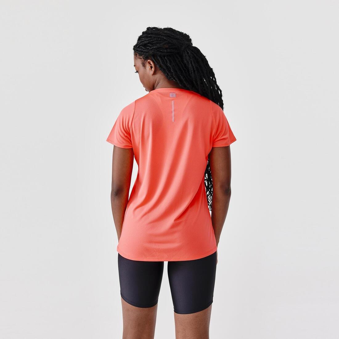 Women Short-Sleeved Breathable Running T-Shirt - Dry, Coral Pink, , large image number 9
