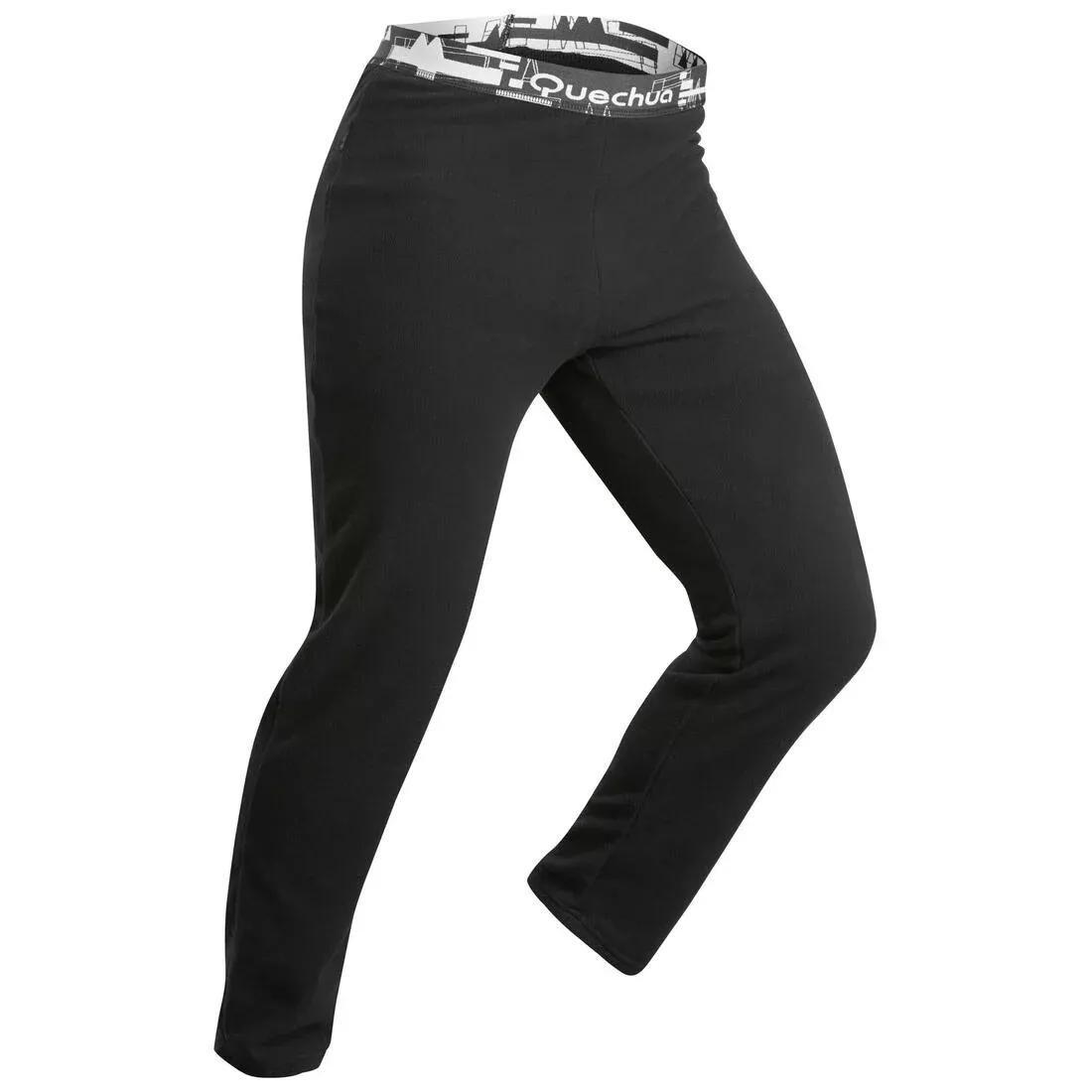 BLACK Men's Fleece Hiking Tights - MH100 Hood, , large image number 2