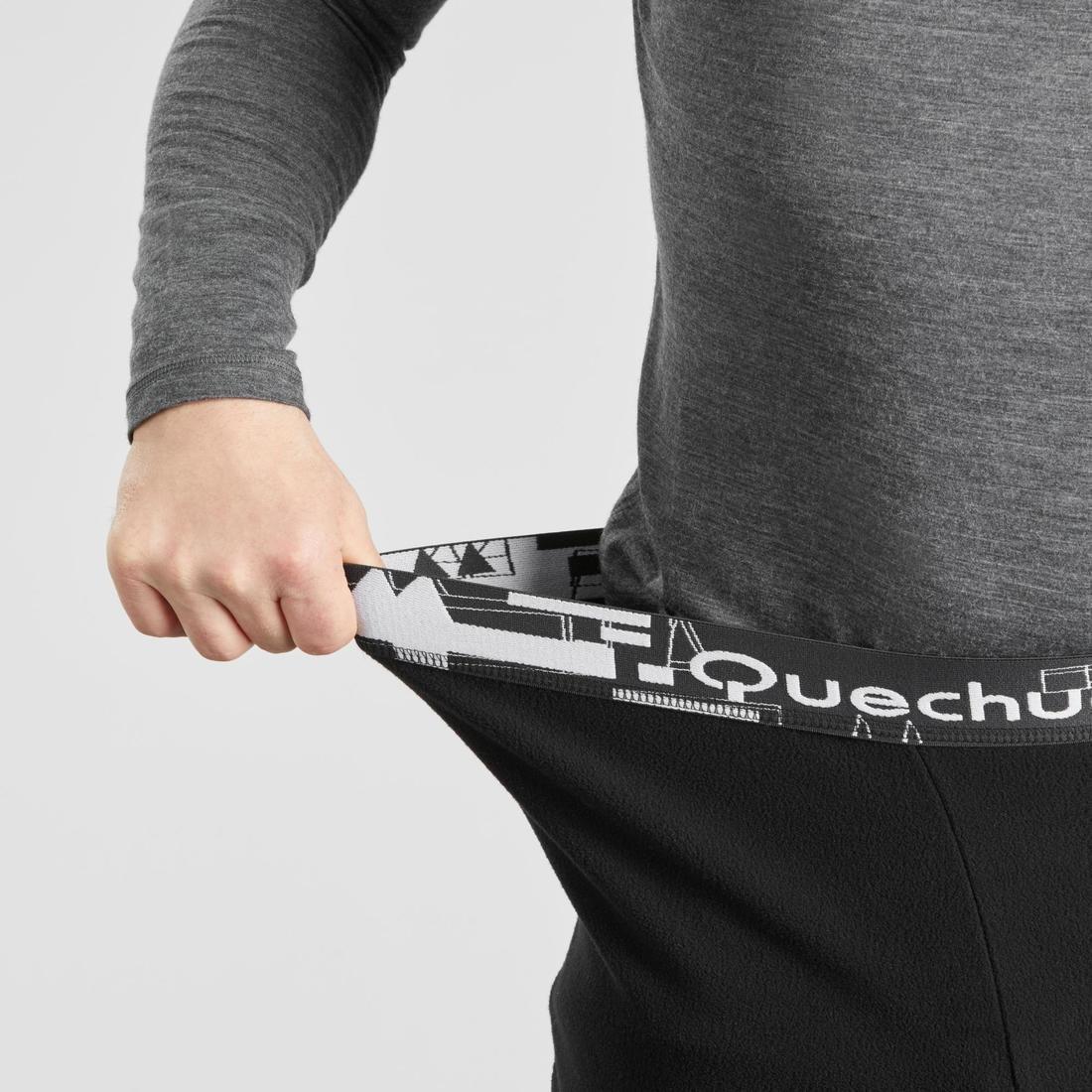 BLACK Men's Fleece Hiking Tights - MH100 Hood, , large image number 3