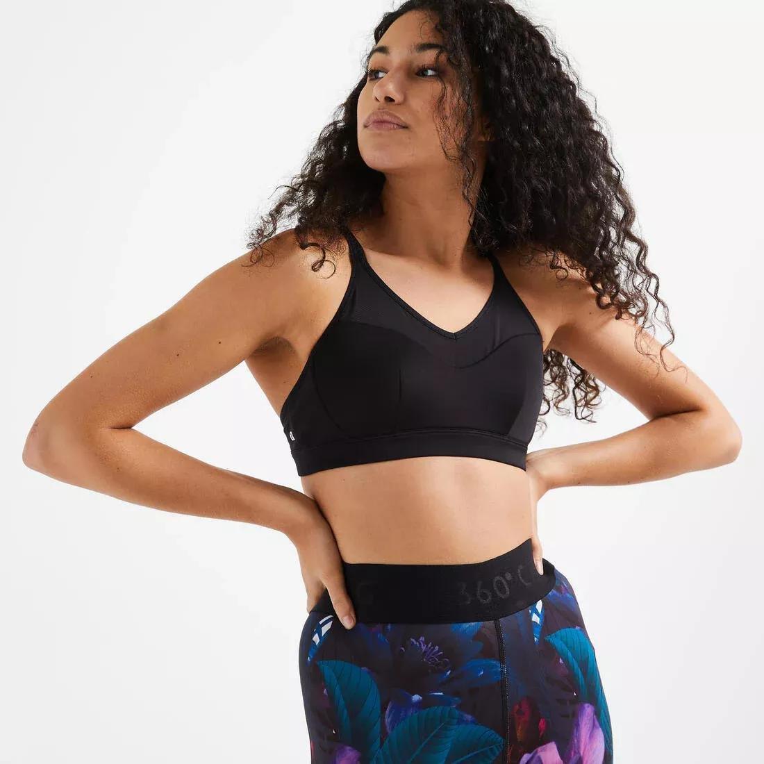 Womens Light Support Fitness Sports Bra - 140, Black, , large image number 0