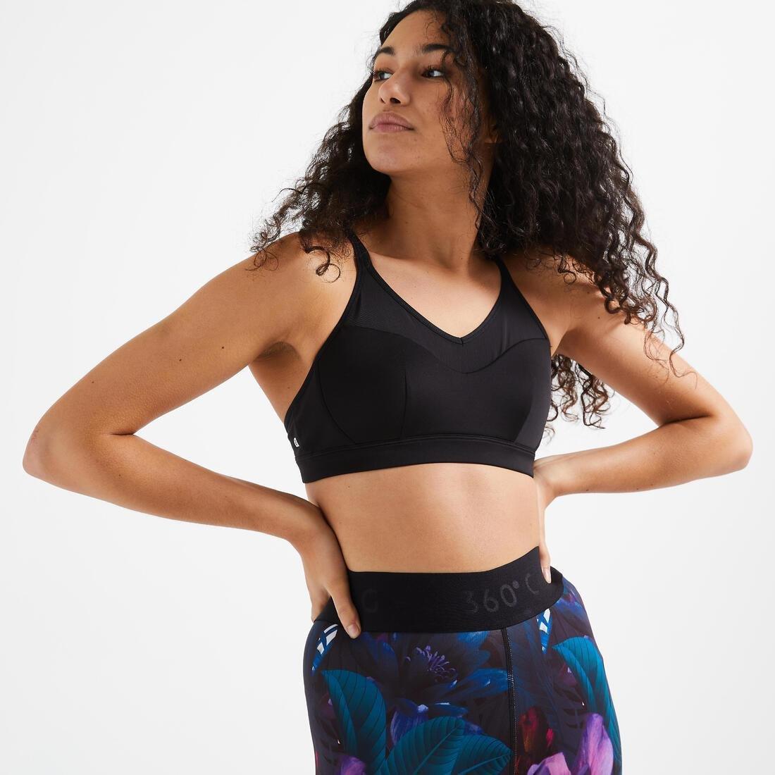 Womens Light Support Fitness Sports Bra - 140, Black, , large image number 1