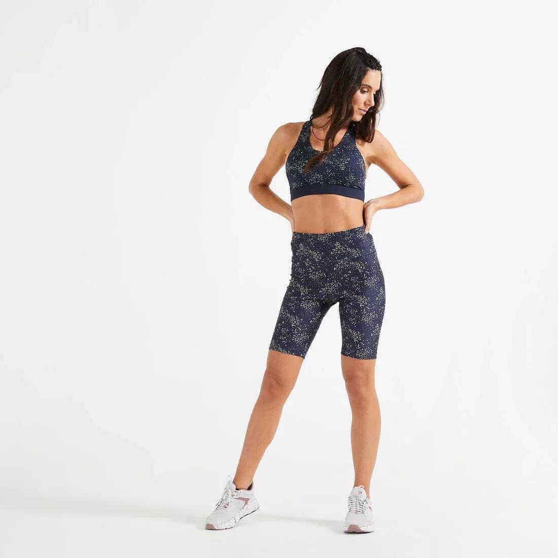 Womens Medium Support Fitness Bra - 500, Navy, , large image number 2