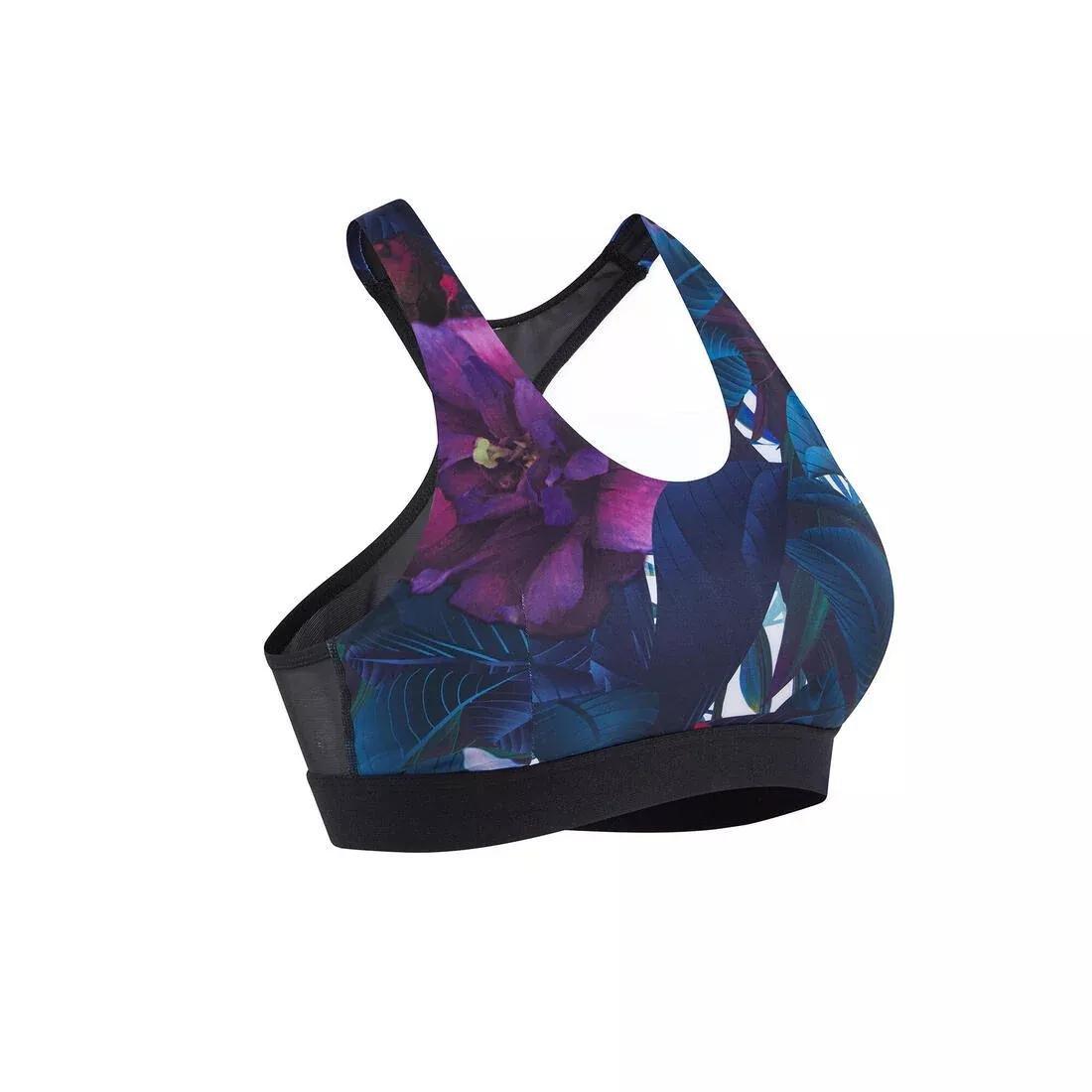 Womens Medium Support Fitness Bra - 500, Navy, , large image number 9