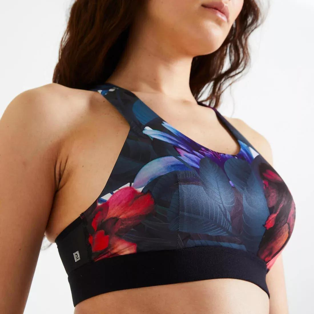 Womens Medium Support Fitness Bra - 500, Navy, , large image number 11