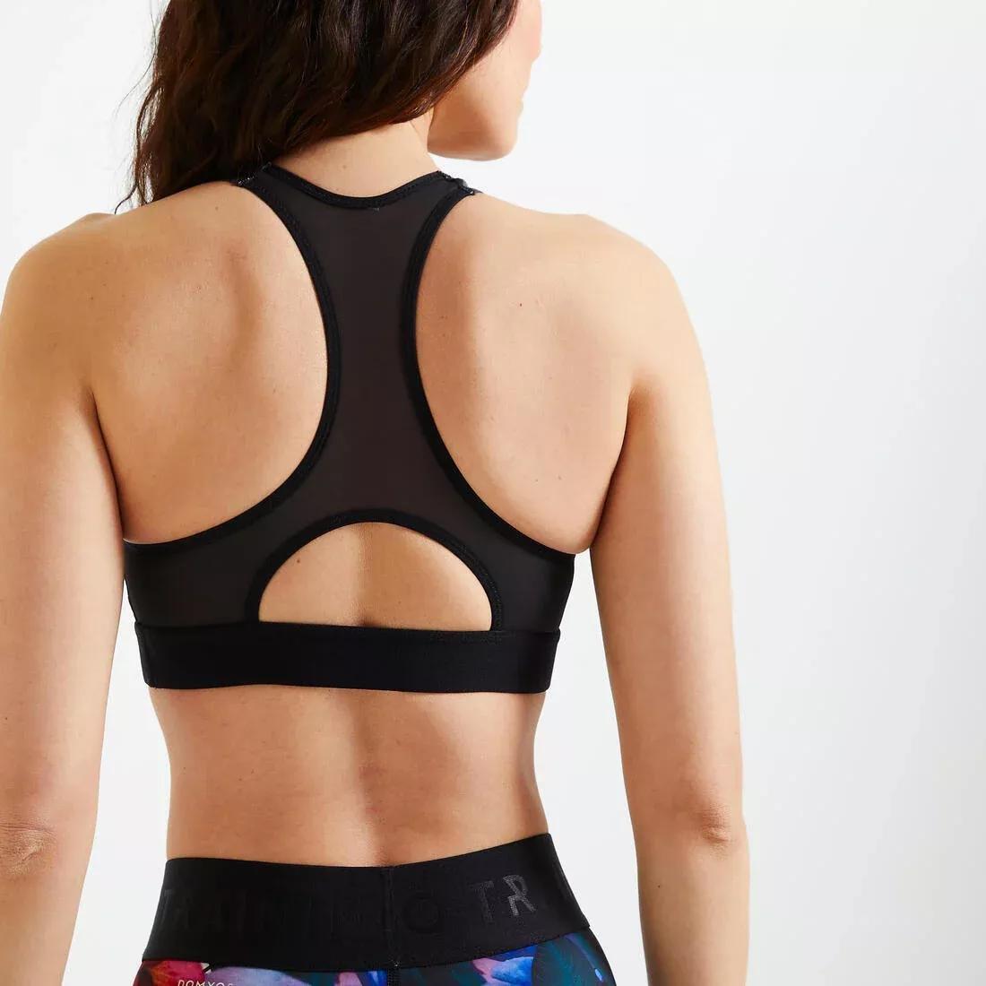 Womens Medium Support Fitness Bra - 500, Navy, , large image number 12