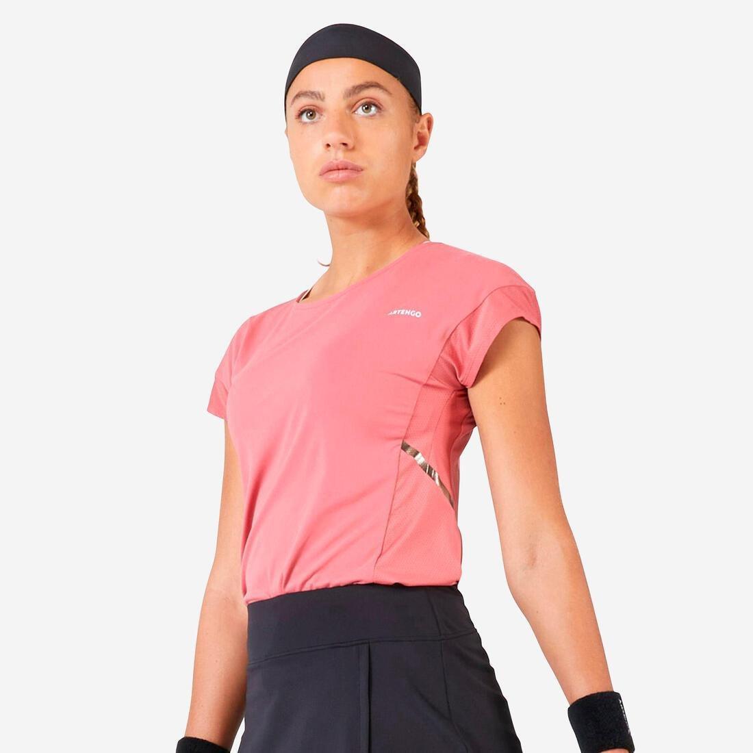 Women Dry Crew Neck Soft Tennis T-Shirt - Dry 500, Pink, No Color, large image number 0