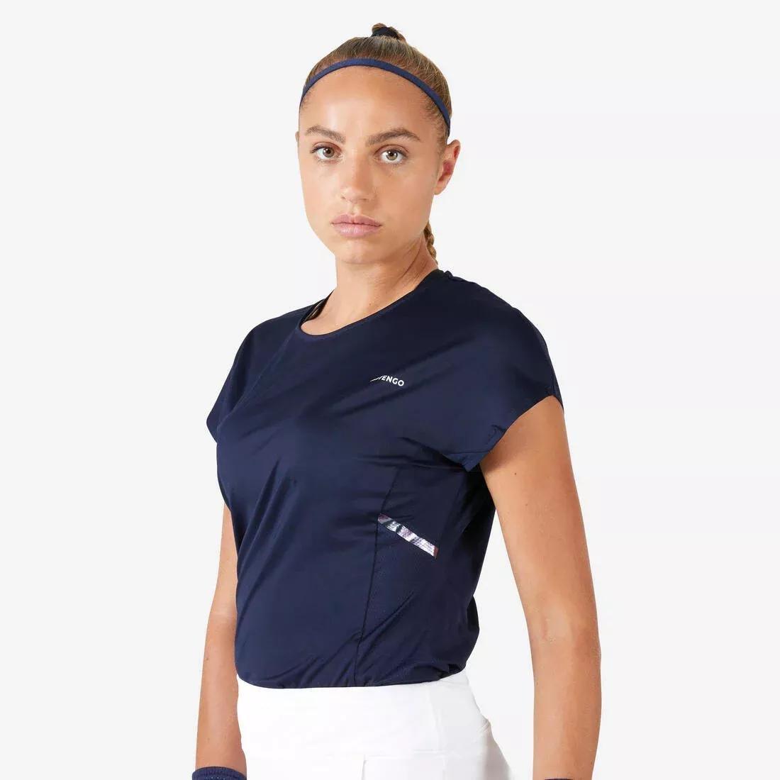 ARTENGO - Women Dry Crew Neck Soft Tennis T-Shirt Dry 500, Blue