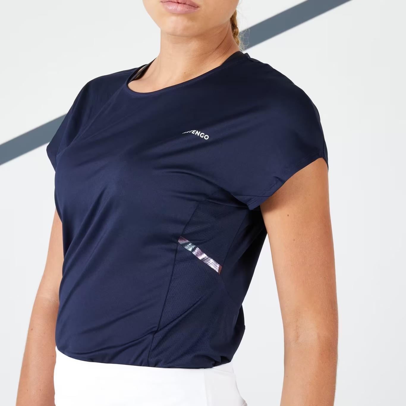 ARTENGO - Women Dry Crew Neck Soft Tennis T-Shirt Dry 500, Blue