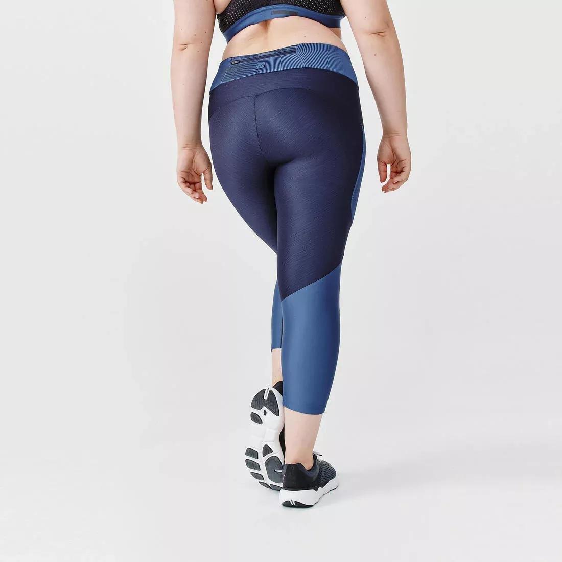 Womens Breathable Short Running Leggings - Dry+ Feel, Blue, , large image number 1