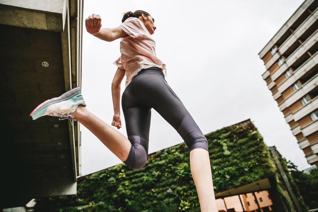 Womens Breathable Short Running Leggings - Dry+ Feel, Blue, , large image number 8