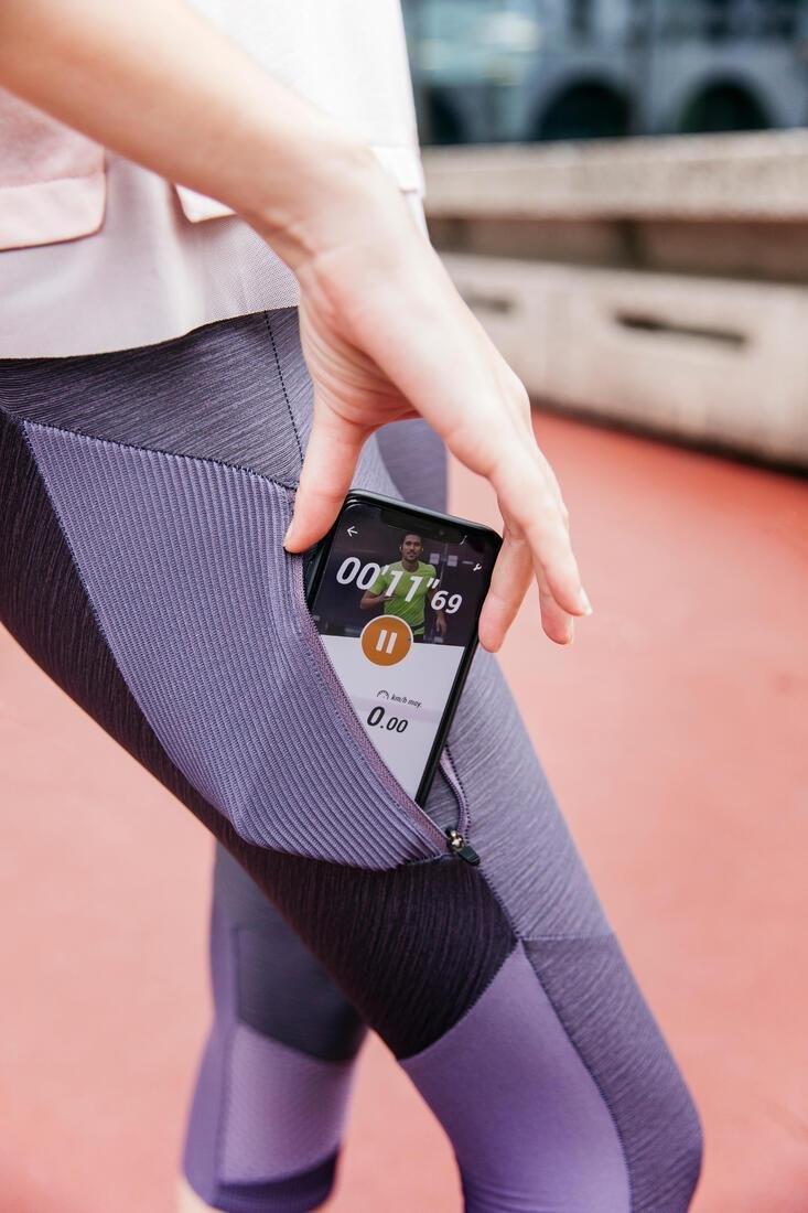 Womens Breathable Short Running Leggings - Dry+ Feel, Blue, , large image number 12