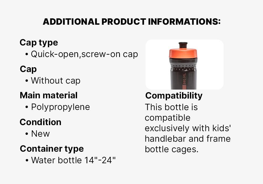 Kids 380 Ml Water Bottle, Black, No Color, medium