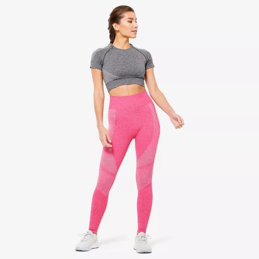 women High-Waisted Seamless Fitness Leggings With Phone Pocket, grey, No Color, large image number 4