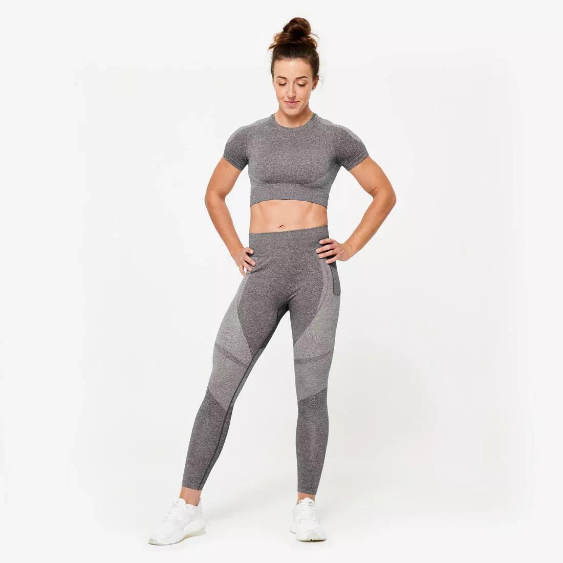 women High-Waisted Seamless Fitness Leggings With Phone Pocket, grey, No Color, large image number 10