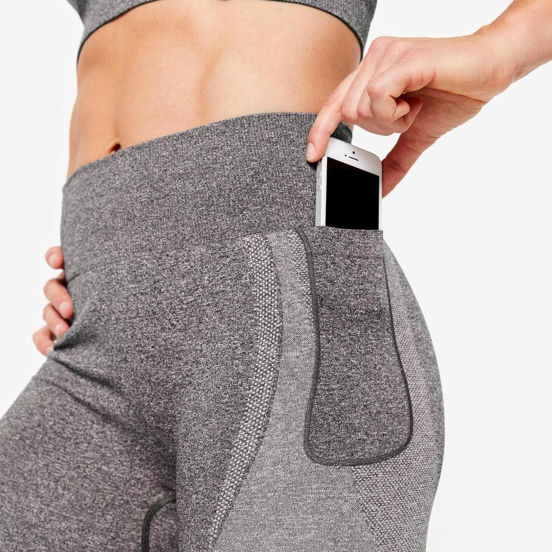 women High-Waisted Seamless Fitness Leggings With Phone Pocket, grey, , large image number 11