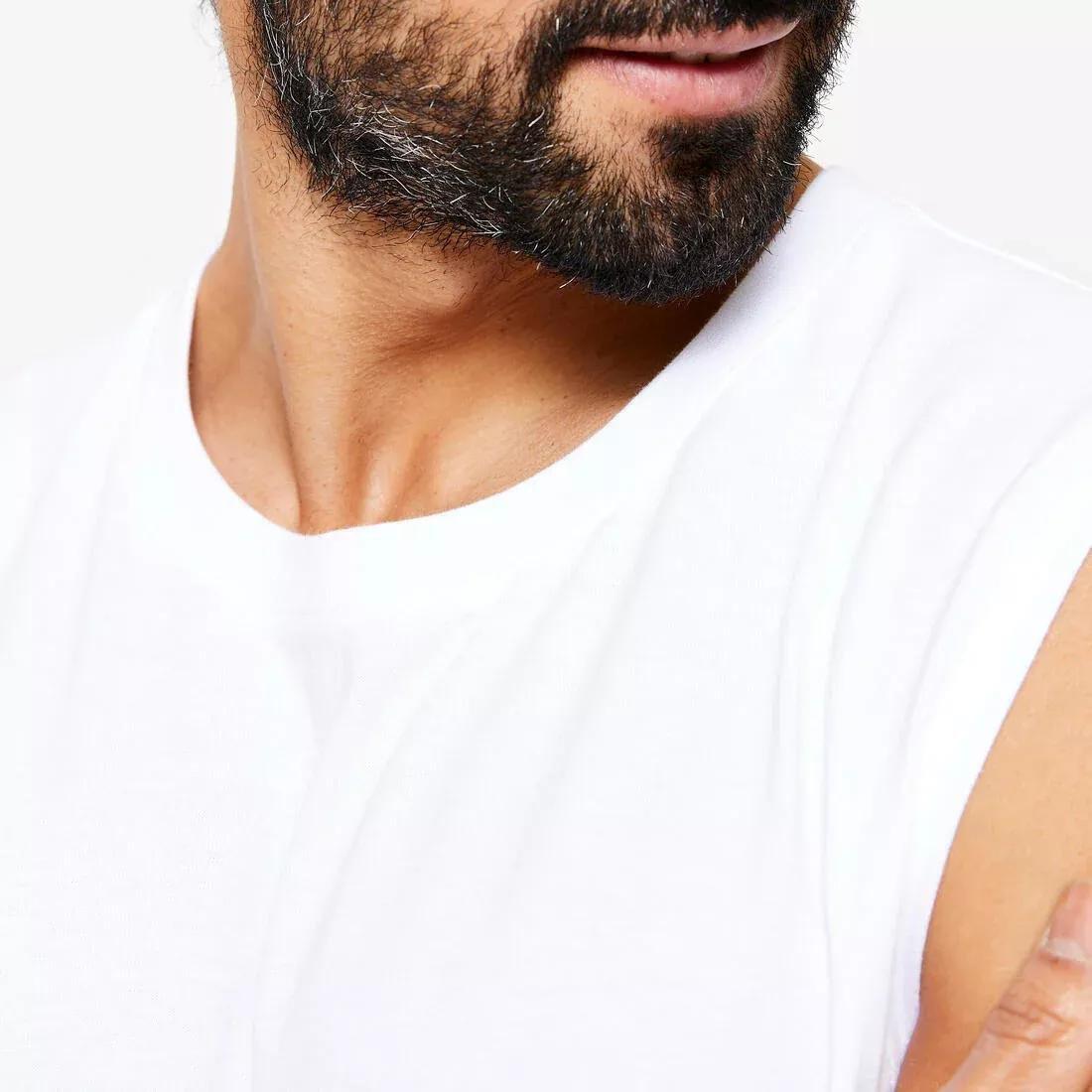 Men Fitness Stretchy Tank Top - 500, Black, No Color, medium