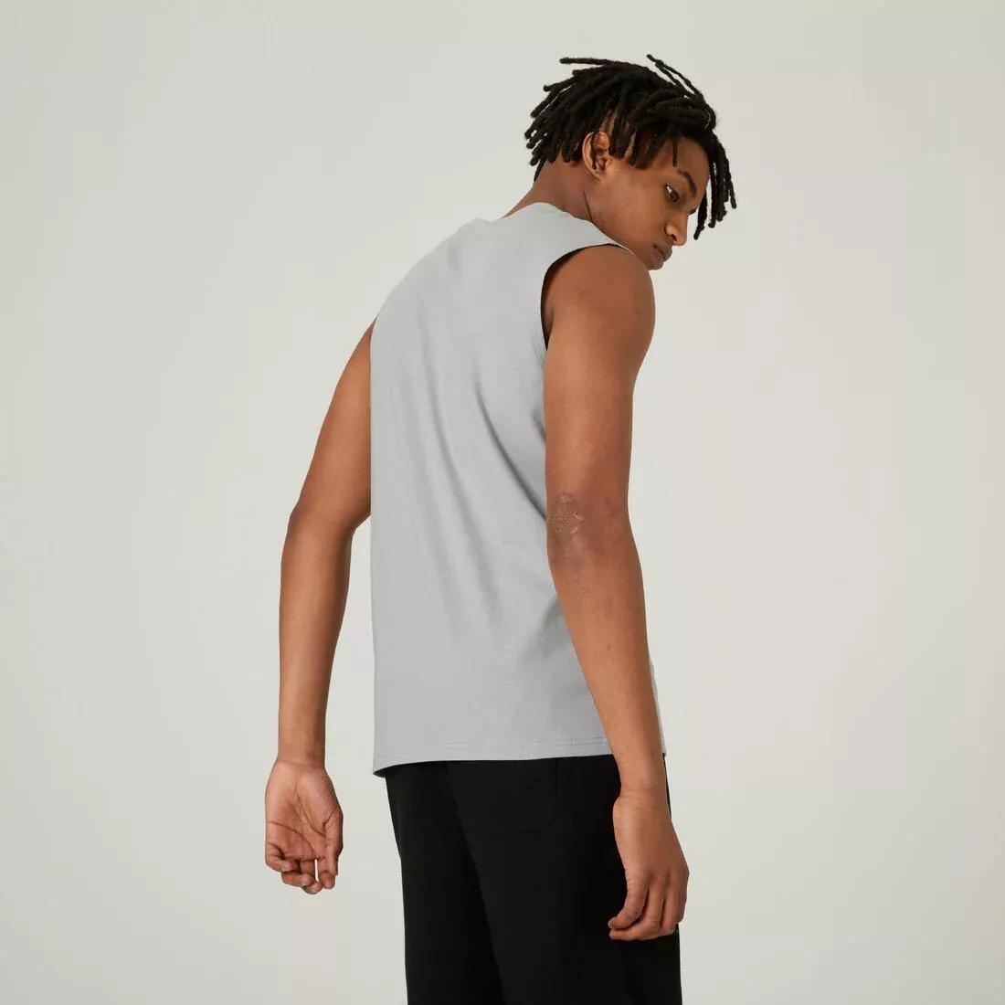 ULTRA WHITE Men's Stretchy Fitness Tank Top 500, No Color, large image number 6