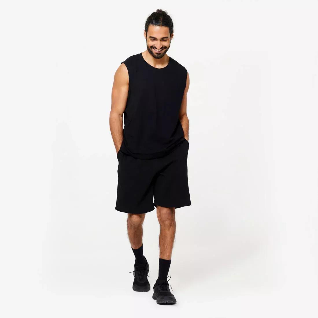 Men Stretchy Fitness Tank Top - 500, Grey, No Color, large image number 5