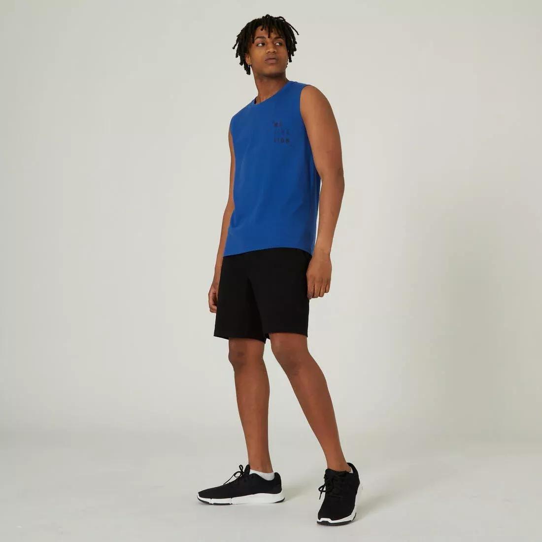 Mens Straight-Cut Crew Neck Stretchy Cotton Fitness Tank Top - 500 Cosmeto, Grey, No Color, large image number 10