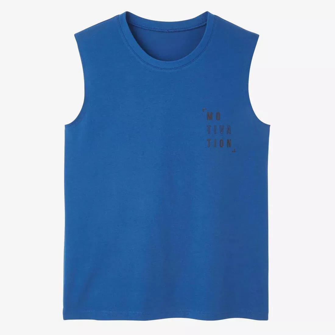 Mens Straight-Cut Crew Neck Stretchy Cotton Fitness Tank Top - 500 Cosmeto, Grey, No Color, large image number 11