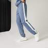 DOMYOS - Fleecy Fitness Jogging Bottoms With Side Stripes, Blue Grey
