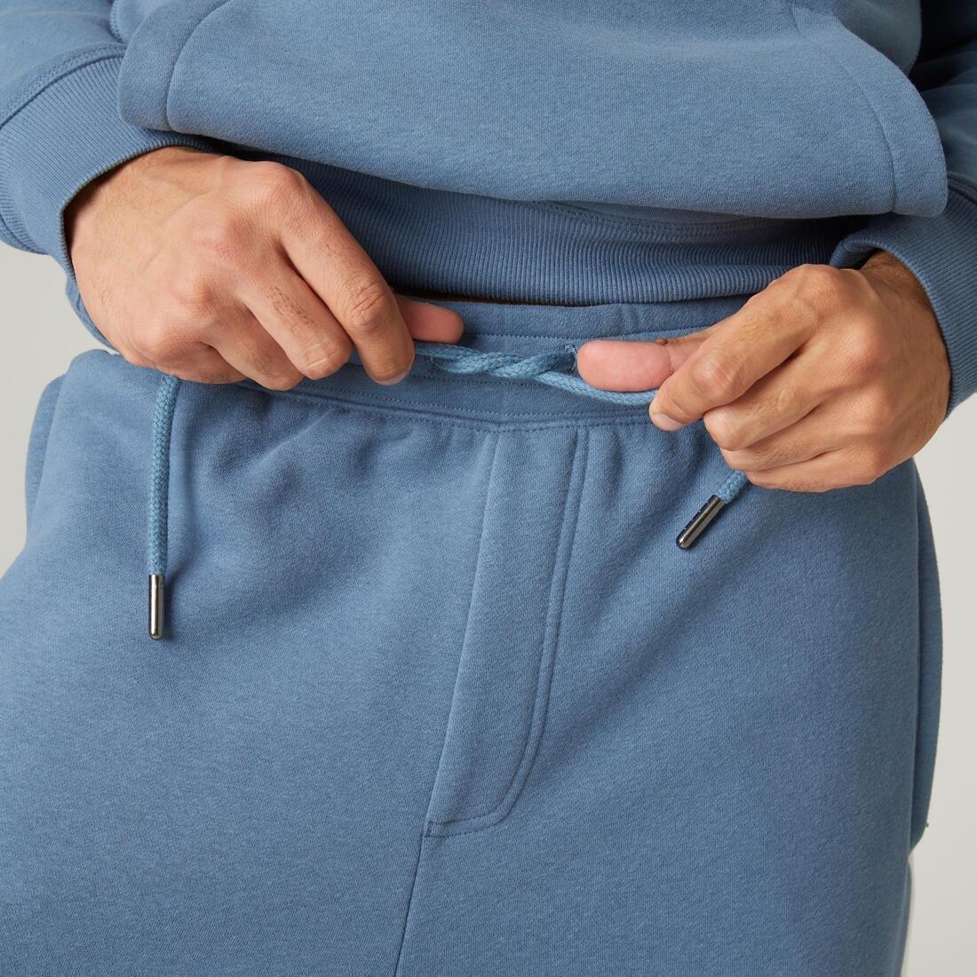Fleecy Fitness Jogging Bottoms With Side Stripes, Blue Grey, , large image number 5