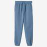 DOMYOS - Fleecy Fitness Jogging Bottoms With Side Stripes, Blue Grey