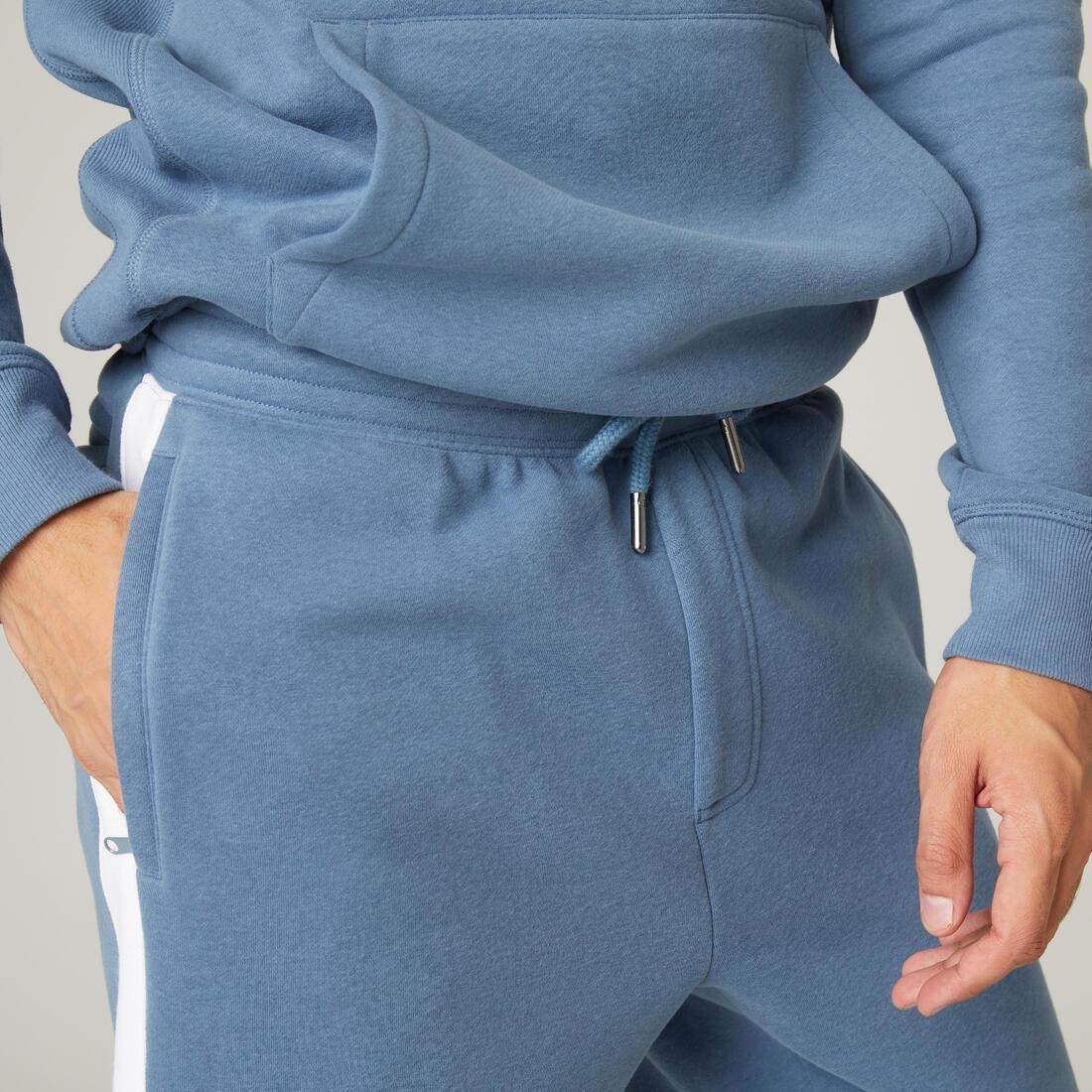 Fleecy Fitness Jogging Bottoms With Side Stripes, Blue Grey, , large image number 14